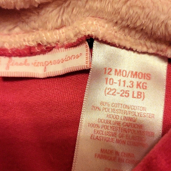 Adorable pink soft velour hooded sweater - Picture 3 of 4